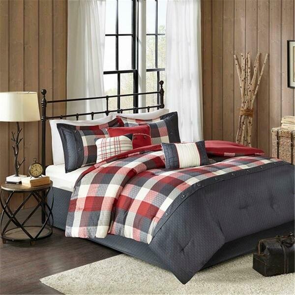 Ridge 7 Piece Herringbone Comforter Set - Red, Queen Size, 7PK, Madison Park, Mfr#: MP10-4669